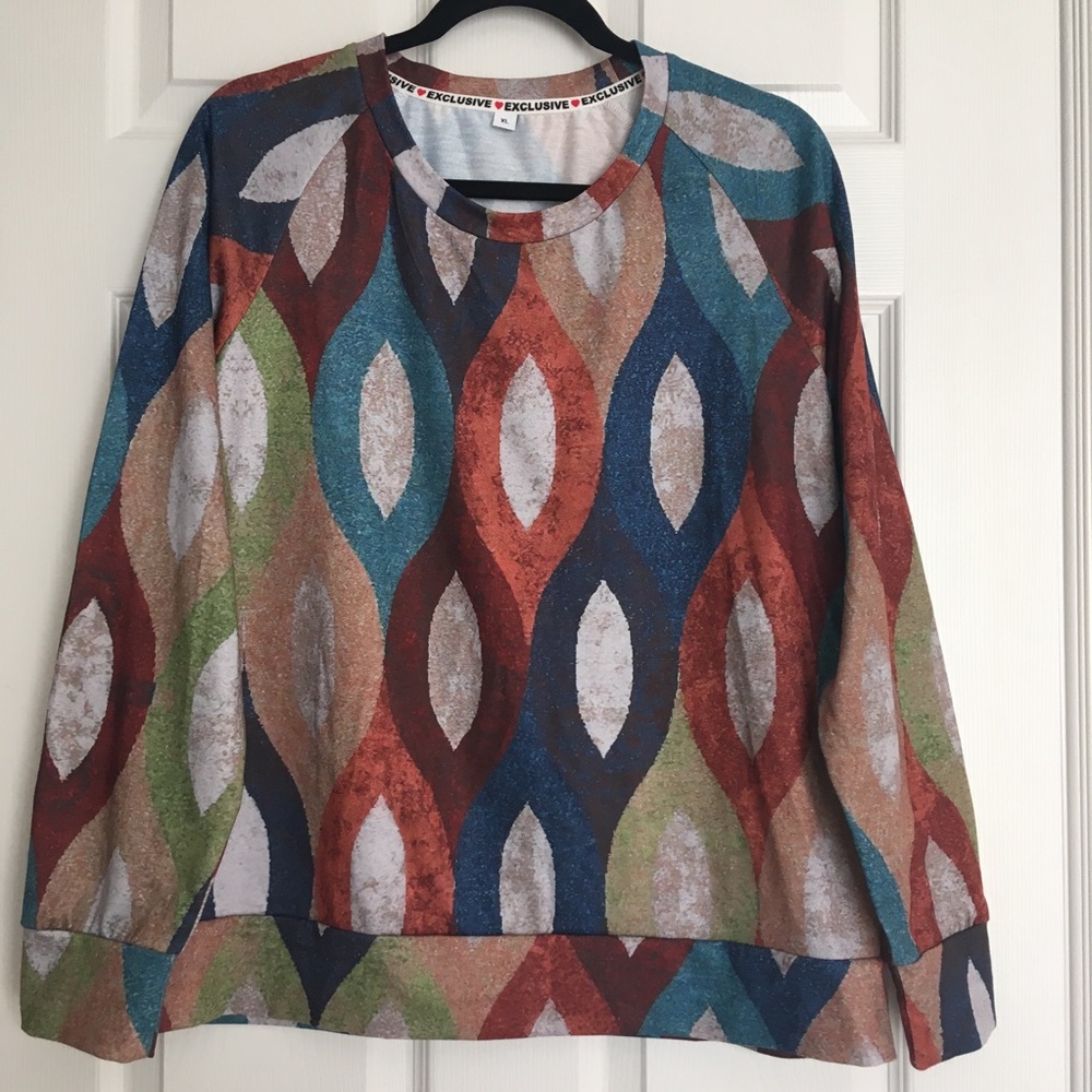 Multicolour unique print size XL long sleeves pullover
